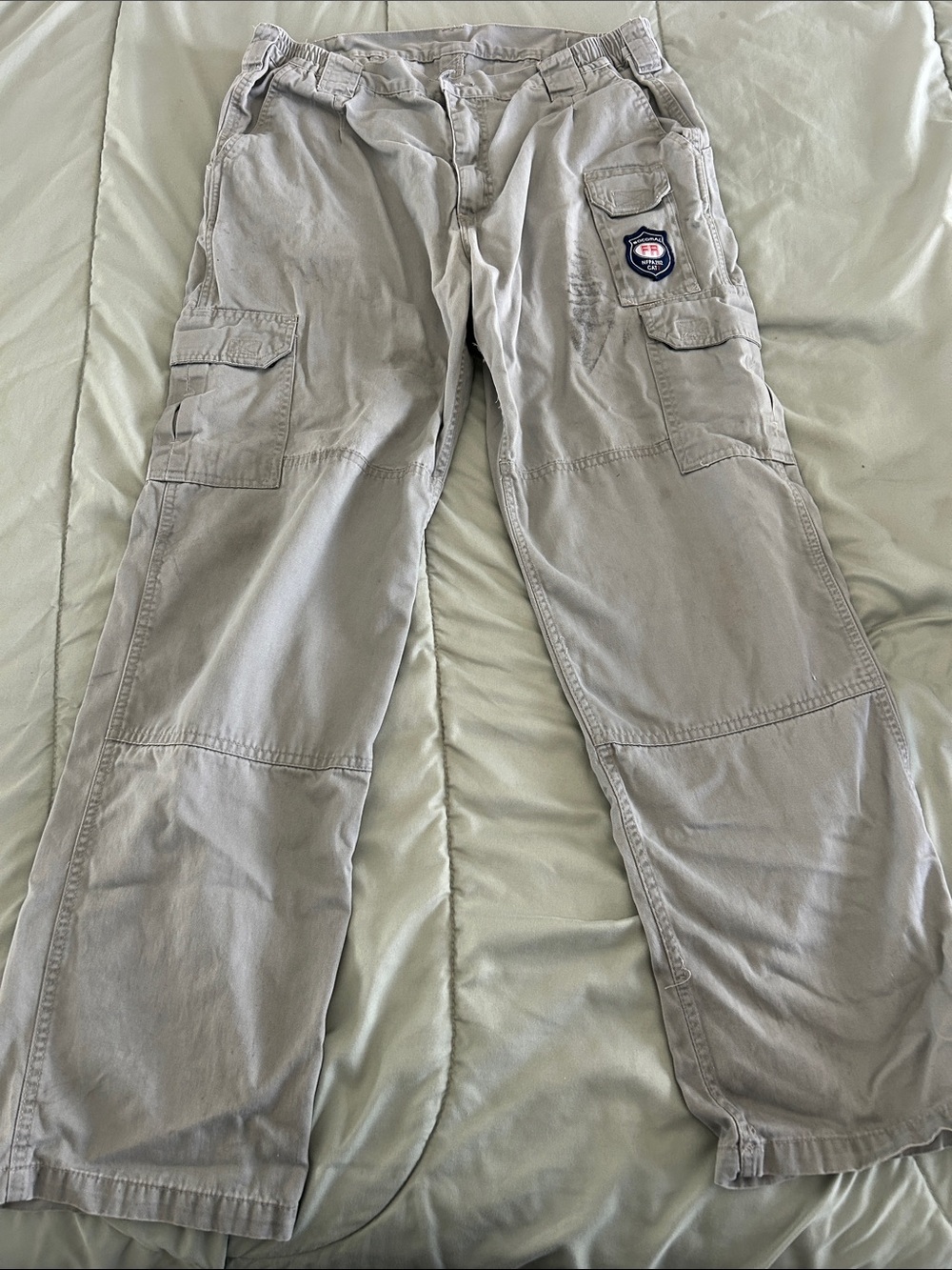 Flame resistant Men's Light Gray Cargo Pants with Multiple Utility Pockets